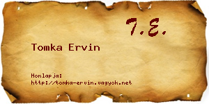 Tomka Ervin névjegykártya